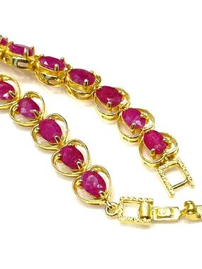21x0.5ct Genuine Ruby 14KGP Bracelet